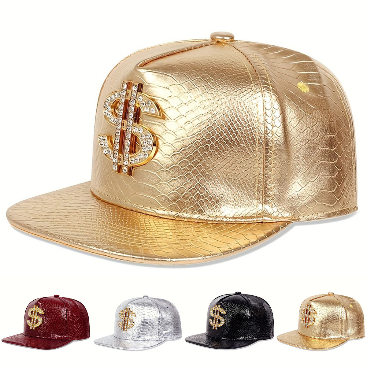 Leather Metallic Dollar Sign B – Snapback Hat Flat Bewertung und Preis