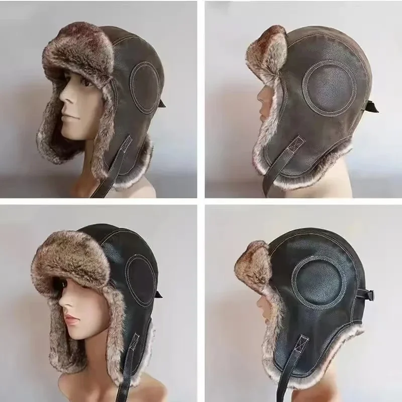 Leather SnowWint Cap With Ear  – Trapper Hat Ear Flap Bewertung und Preis