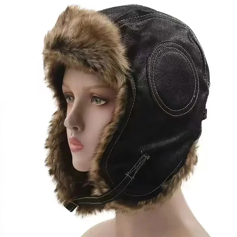 Leather SnowWint Cap With Ear  – Trapper Hat Ear Flap Bewertung und Preis