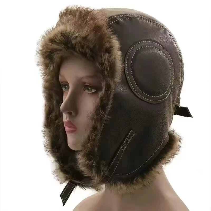 Leather SnowWint Cap With Ear  – Trapper Hat Ear Flap Bewertung und Preis