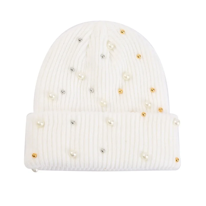 Women's Winter Faux Pearl Embe – Beanie Cuffed Knit Bewertung und Preis