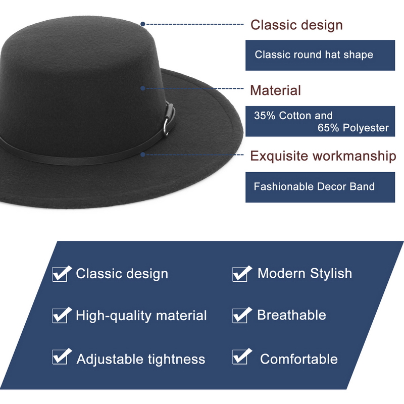 Elegant Wide Brim Fedora Hat f – Fedora Hat Wool Bewertung und Preis