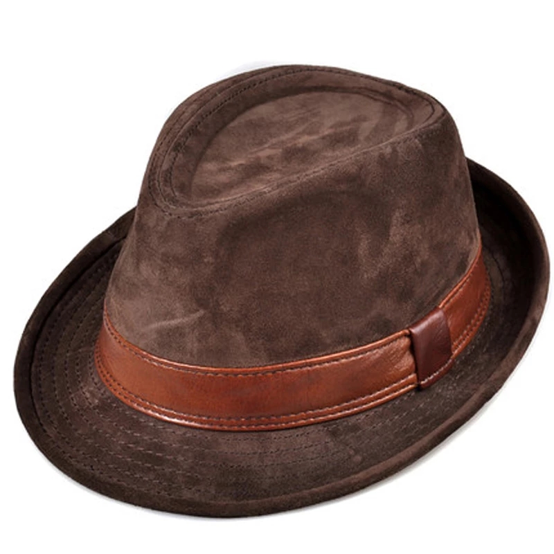 Men Genuine Leather Suede Cow  – Fedora Hat Wool Bewertung und Preis