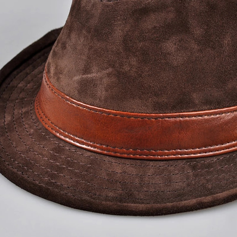 Men Genuine Leather Suede Cow  – Fedora Hat Wool Bewertung und Preis